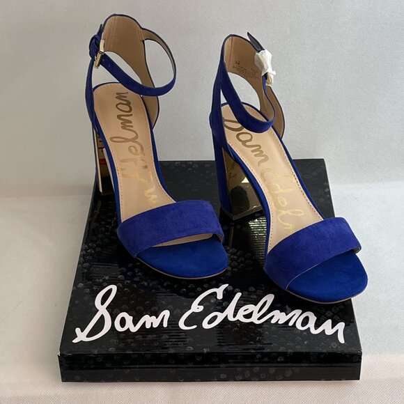 New In Box Sam Edelman Synthia Royal Blue Suede Sandals Size 8 - Picture 2 of 10